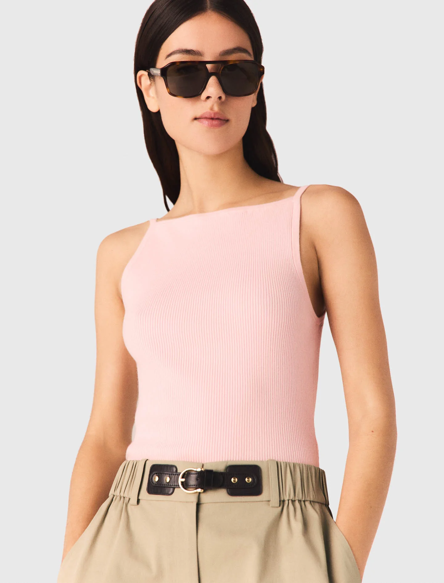 High Straight-Neck Top Pink - Image 8