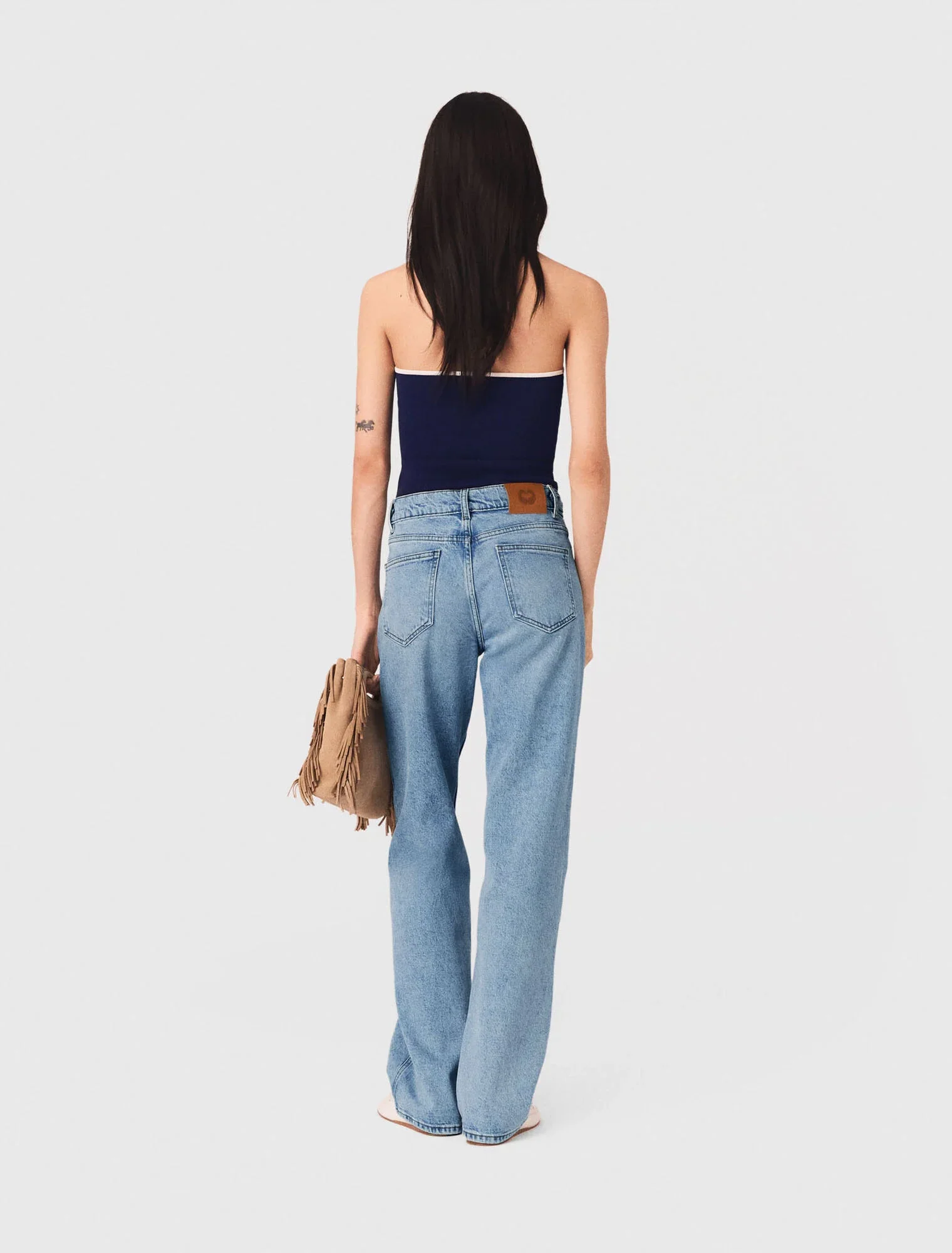 Contrast-Knit Bustier Top Navy - Image 3