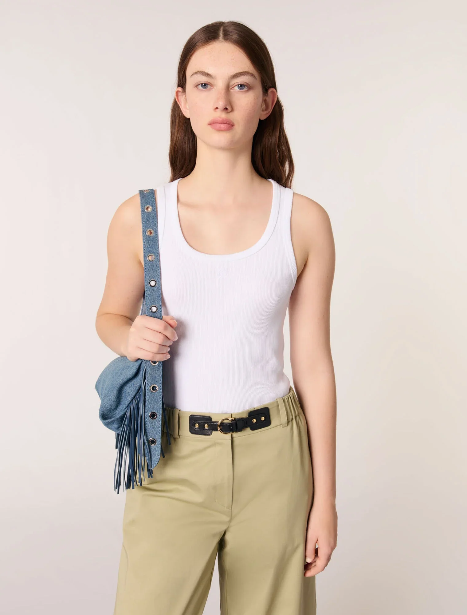 Rib knit tank top White - Image 4