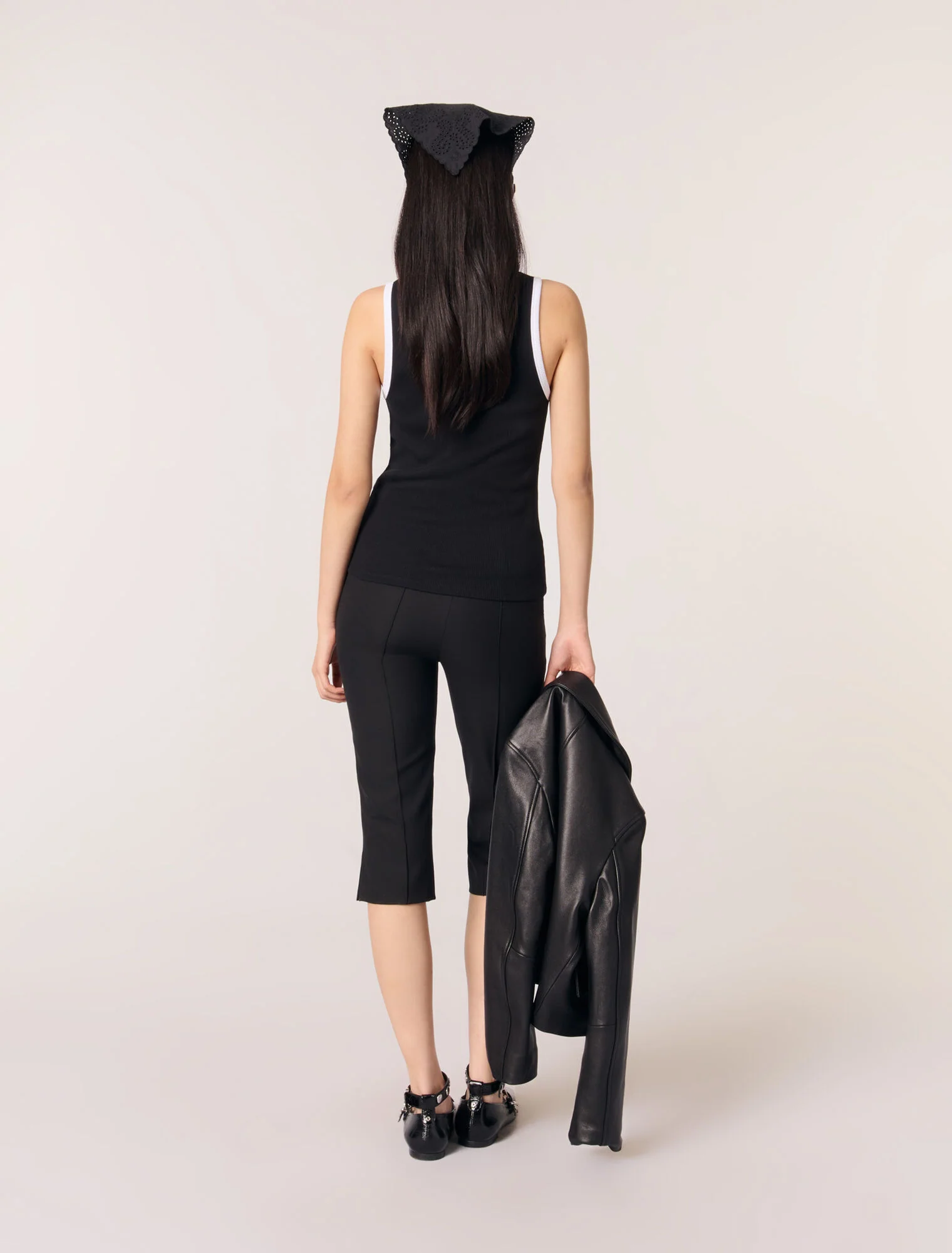 Ribbed vest top Black / White - Image 3