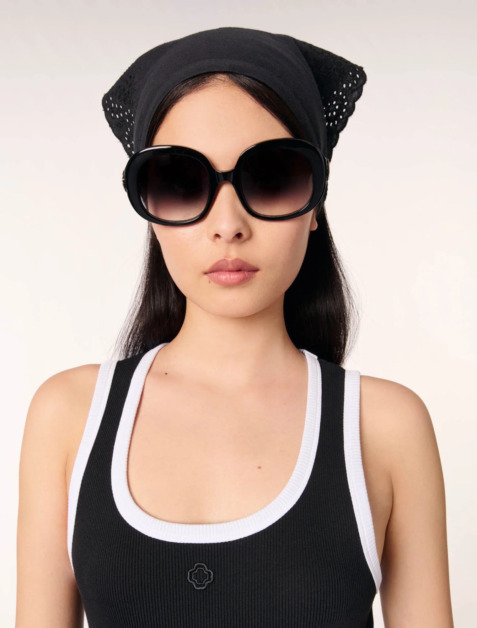 Ribbed vest top Black / White - Image 5