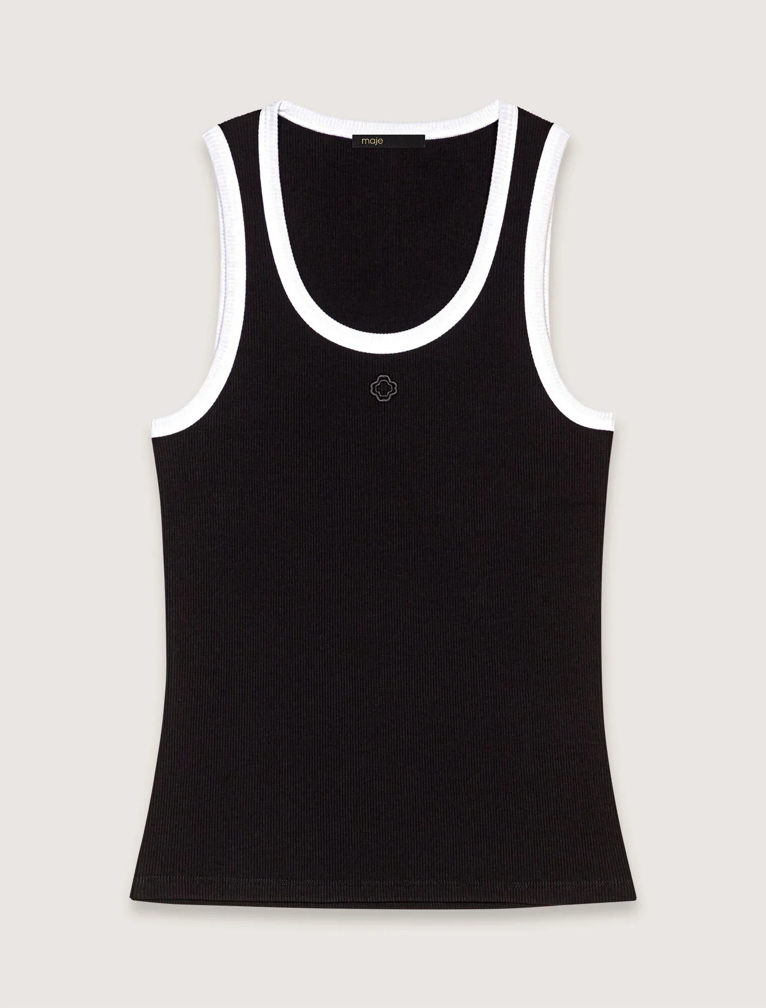 Ribbed vest top Black / White - Image 7