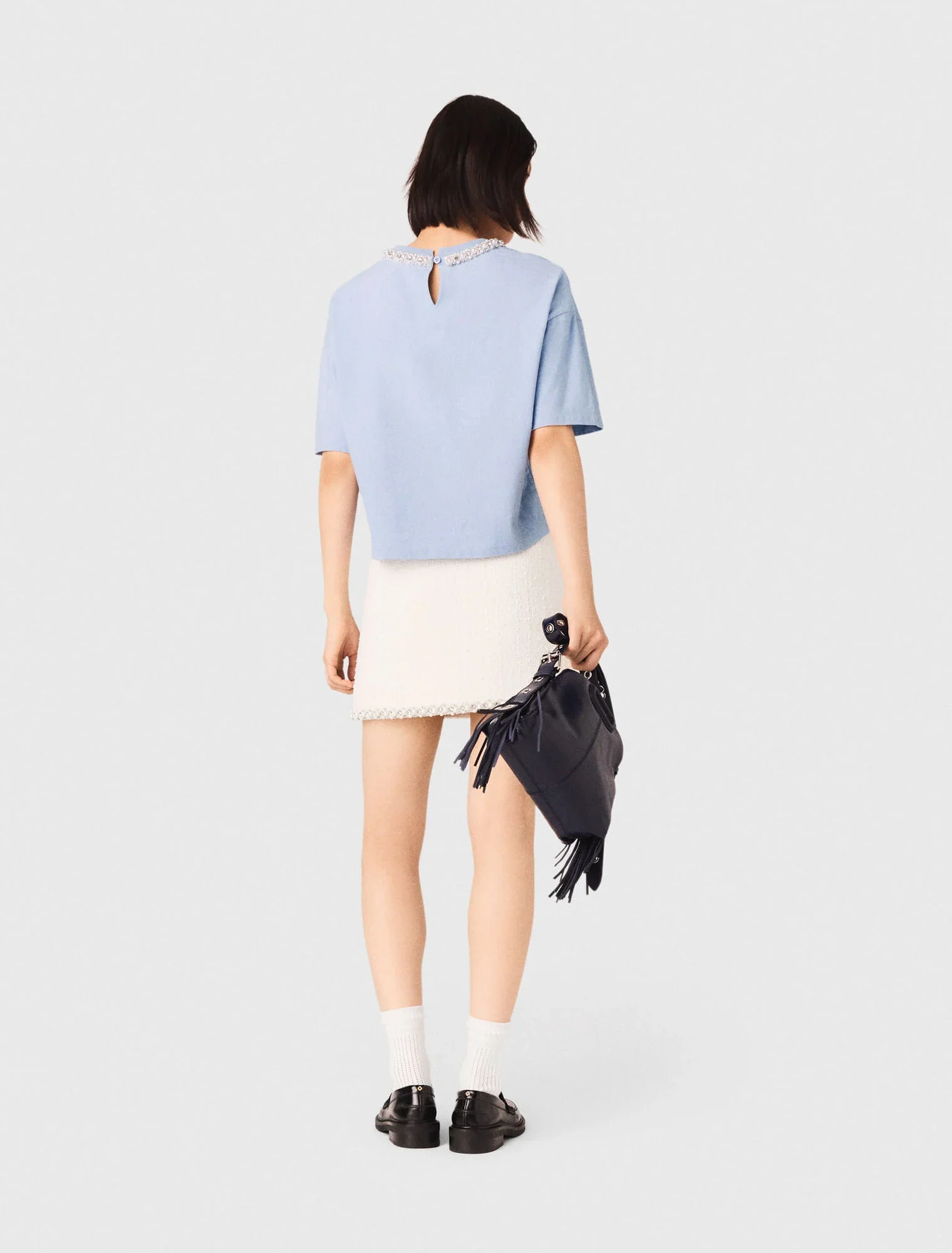 Jewellery Neck T-Shirt Blue Sky - Image 3