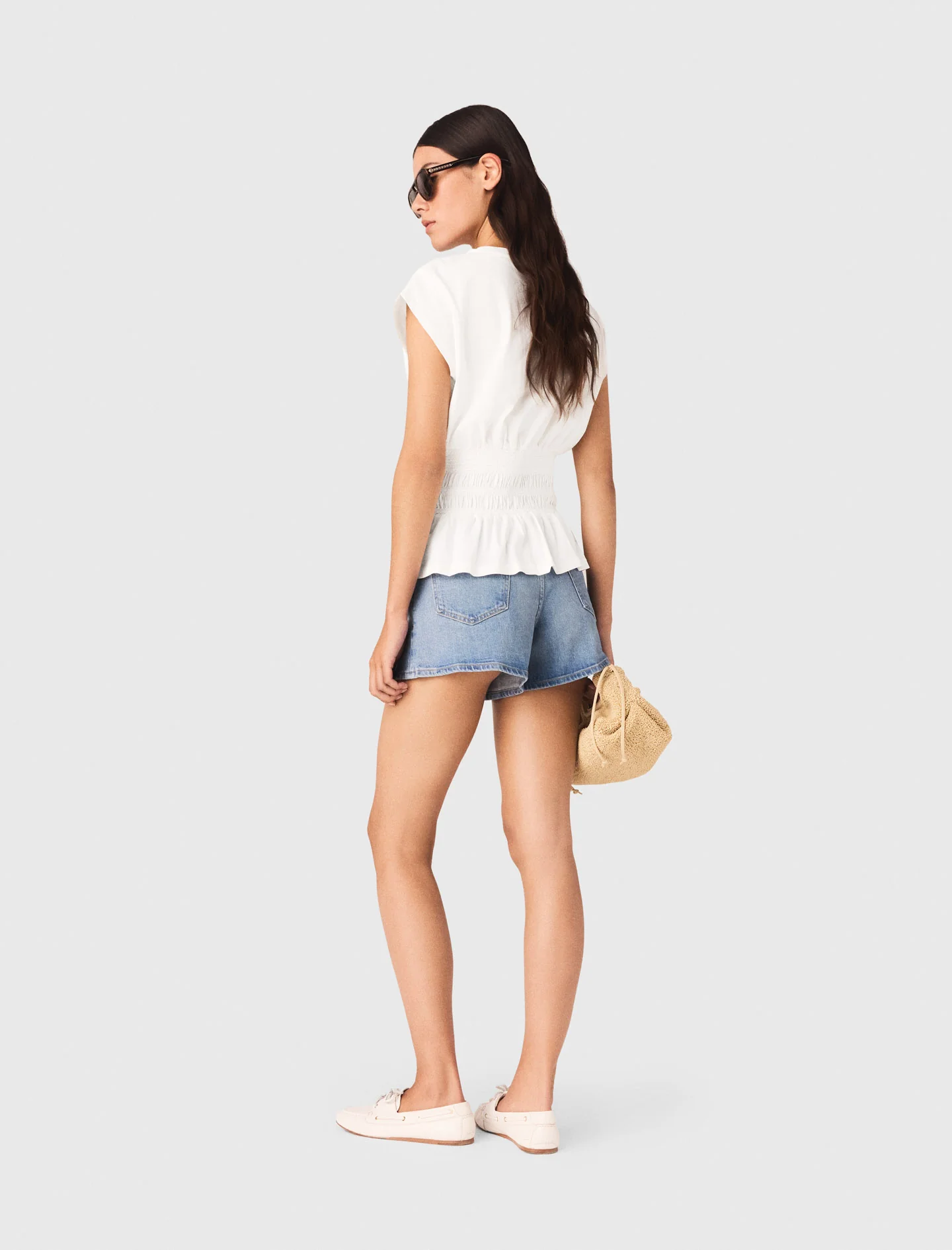 Fitted Pleated T-Shirt White - Image 2