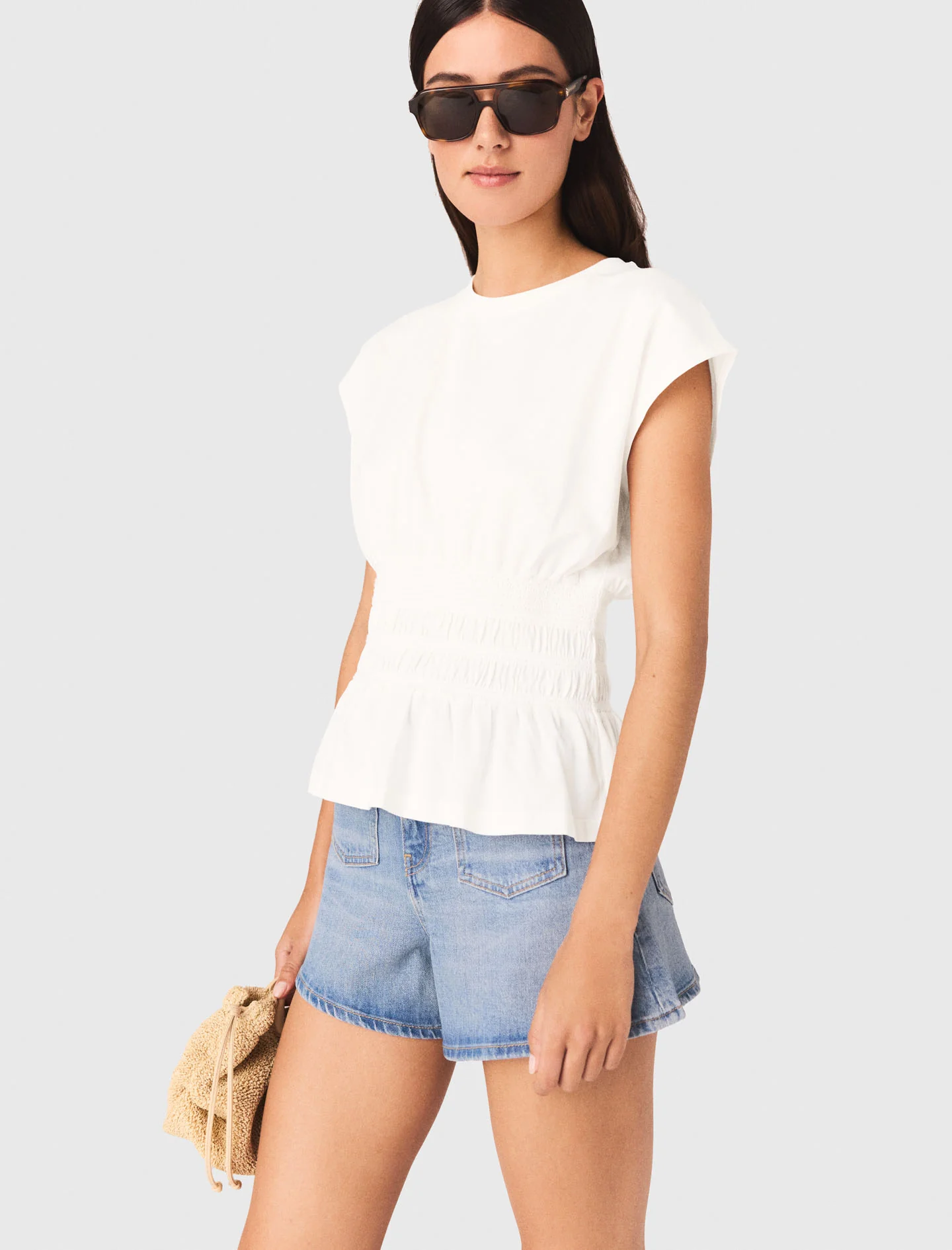 Fitted Pleated T-Shirt White - Image 3