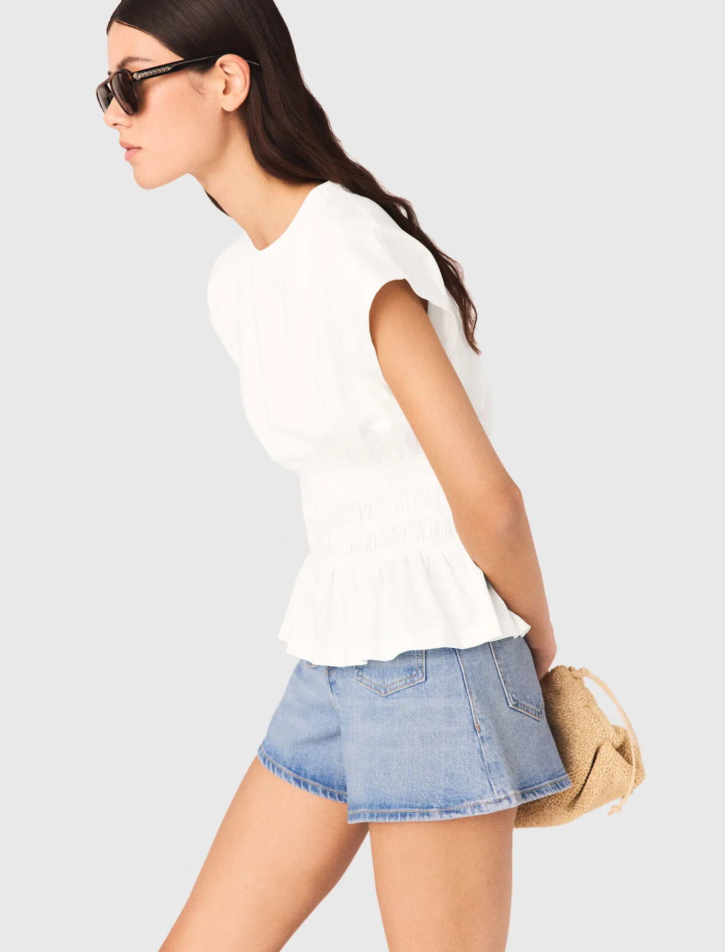 Fitted Pleated T-Shirt White - Image 5