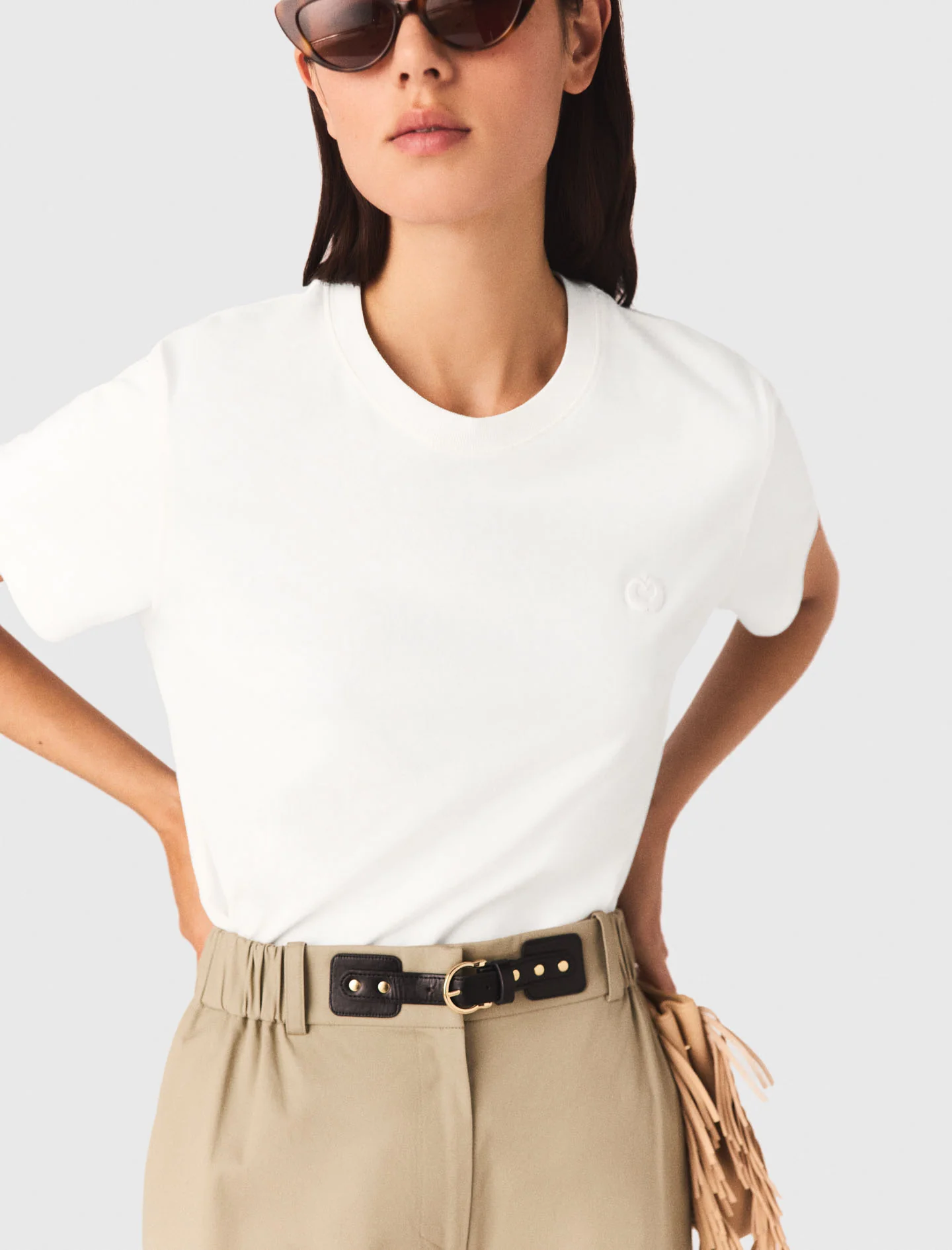 T-Shirt With Small Embroidered Logo White - Image 5