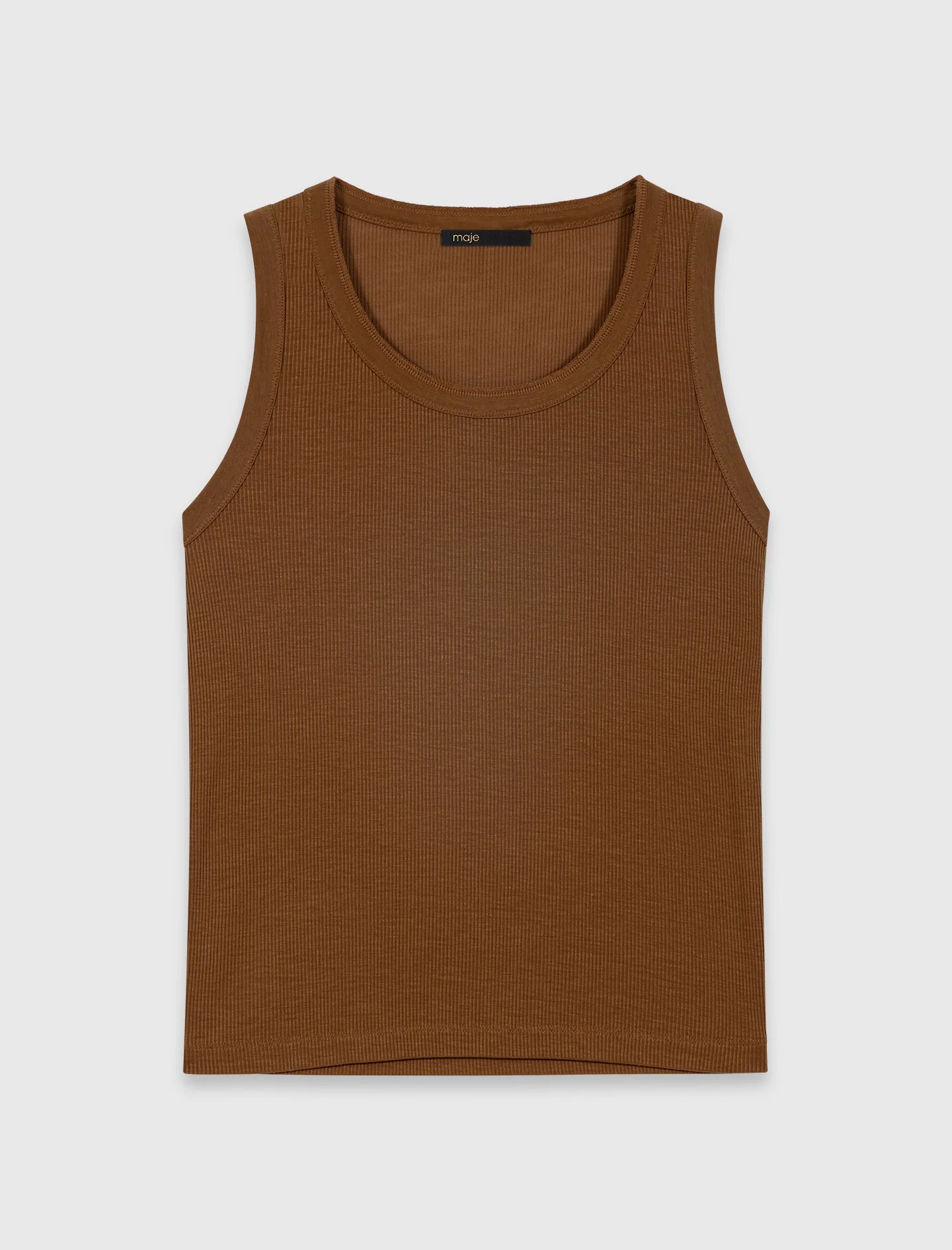 Rib Knit Vest Top Brown - Image 7