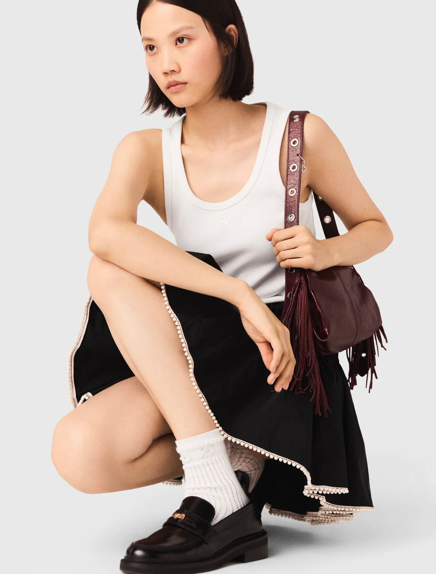 Rib Knit Tank Top White - Image 5