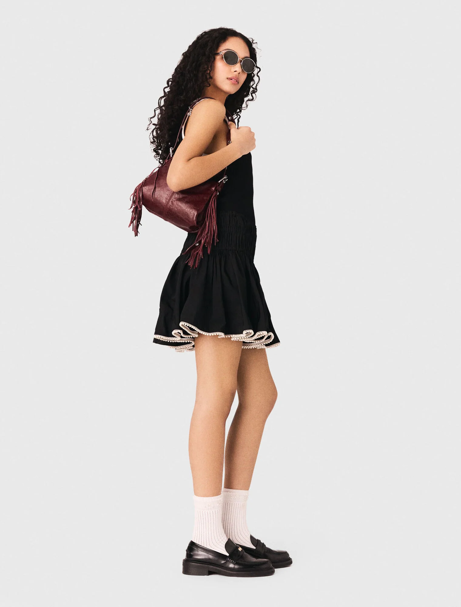 Ribbed Vest Top Black / White - Image 3