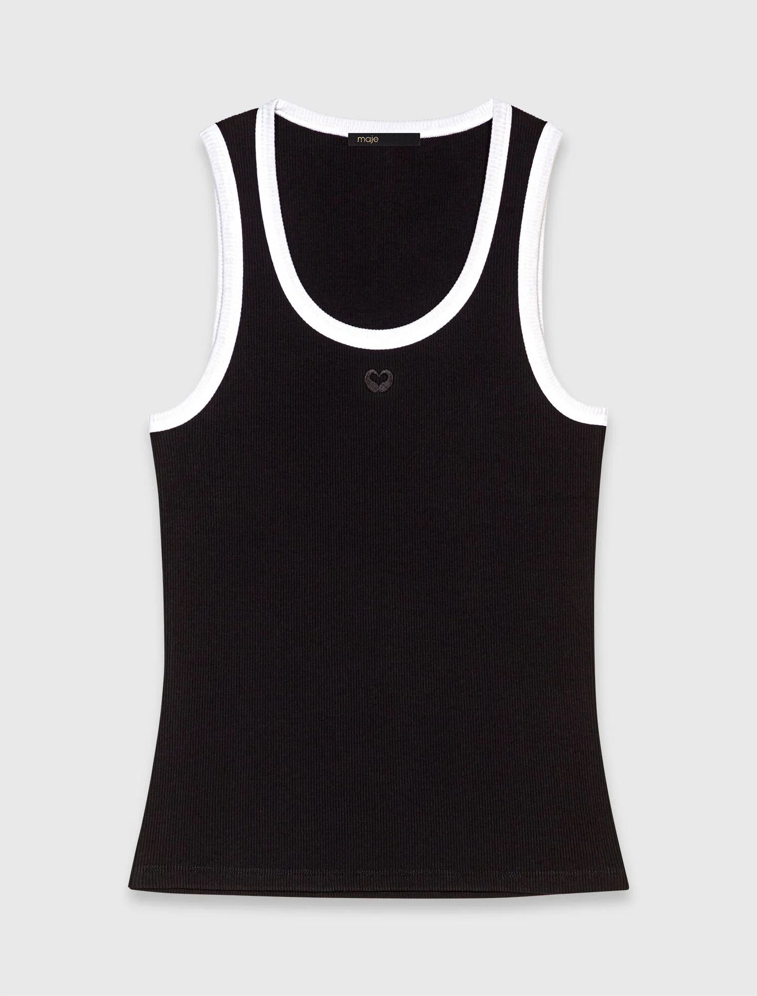 Ribbed Vest Top Black / White - Image 7