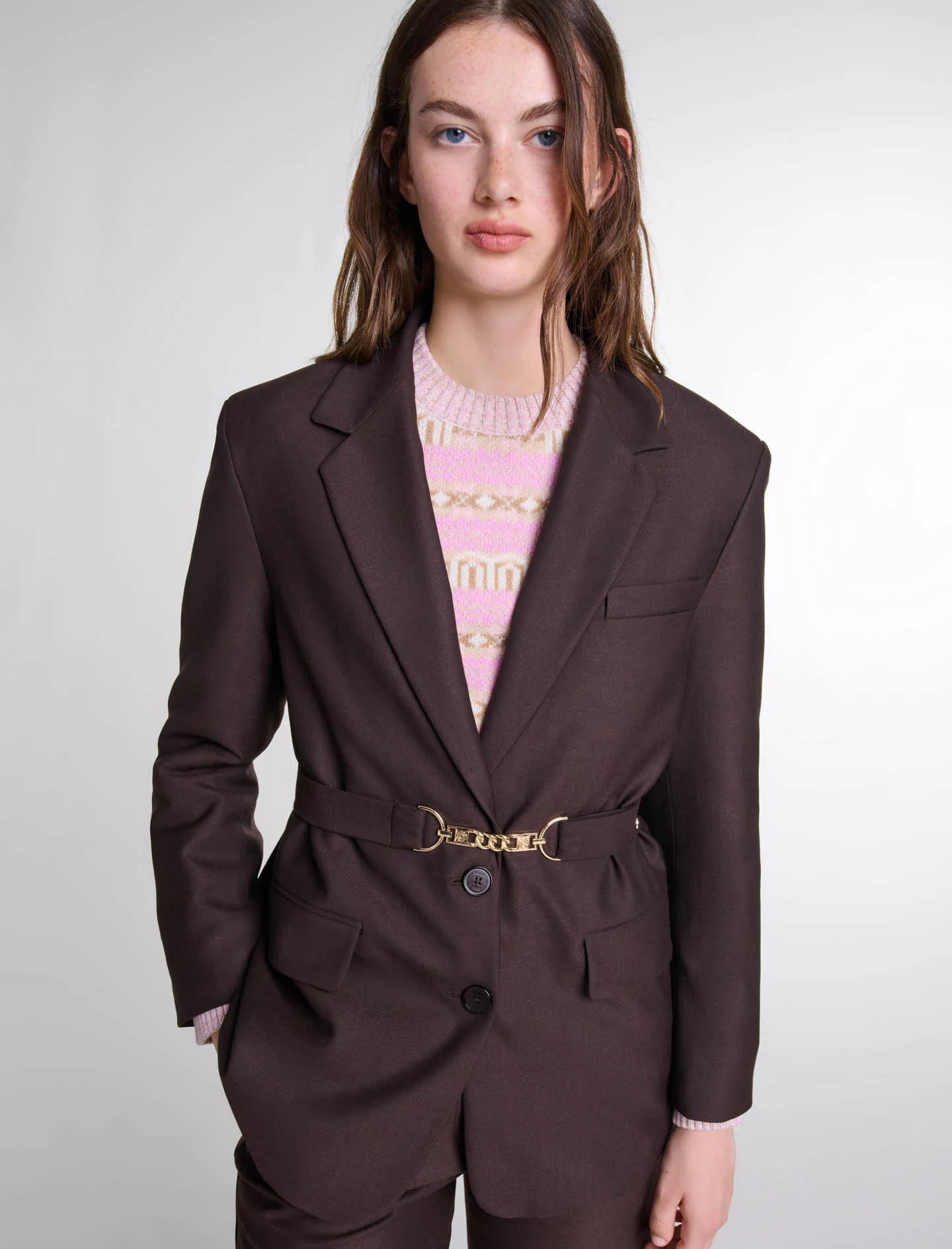 Belted suit jacket Brown - Image 4