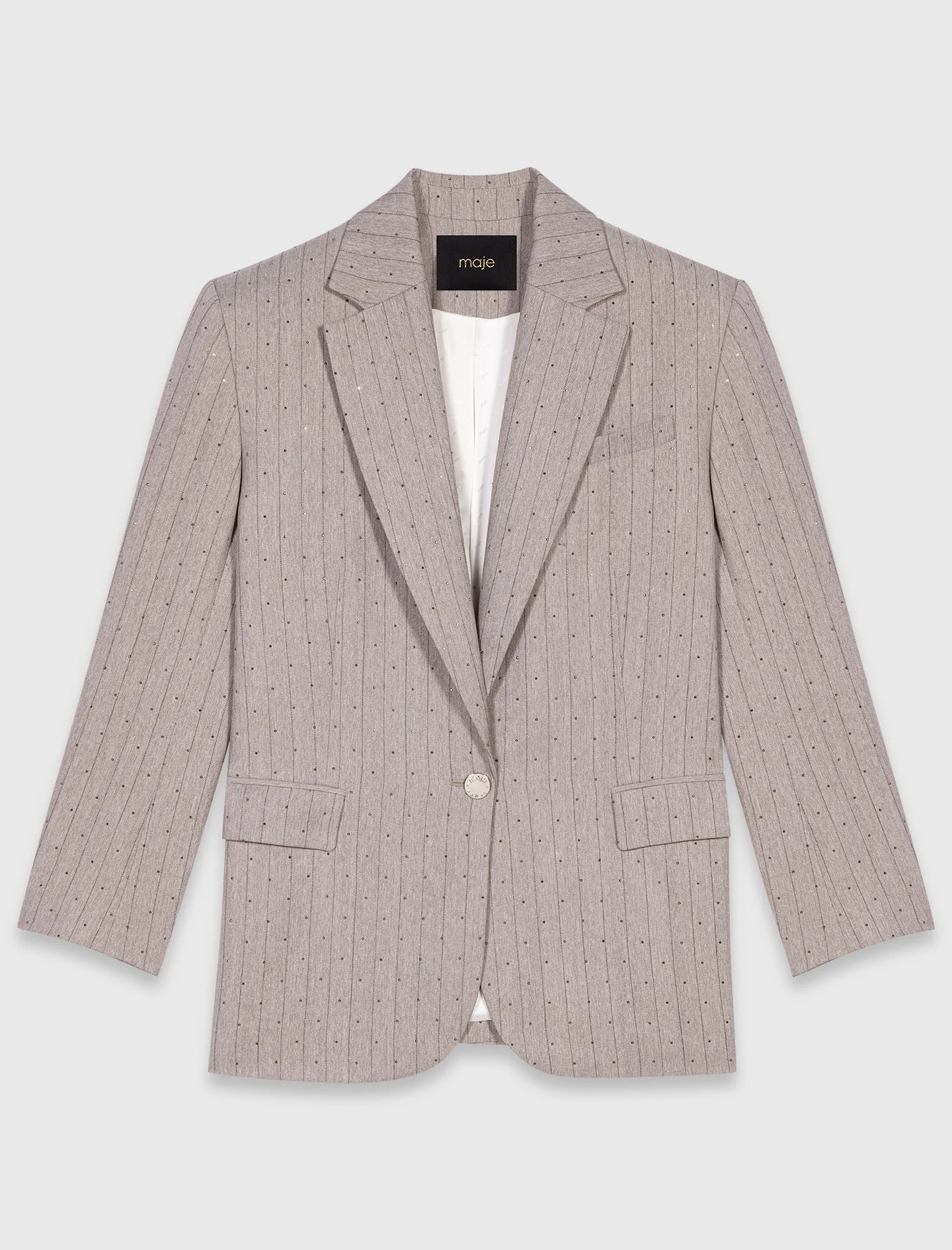 Rhinestone suit jacket Light Grey - Image 6