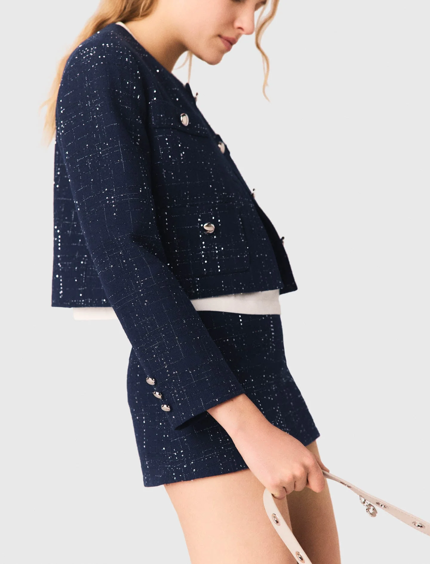 Short Jacket With Patch Pockets Navy - Image 2