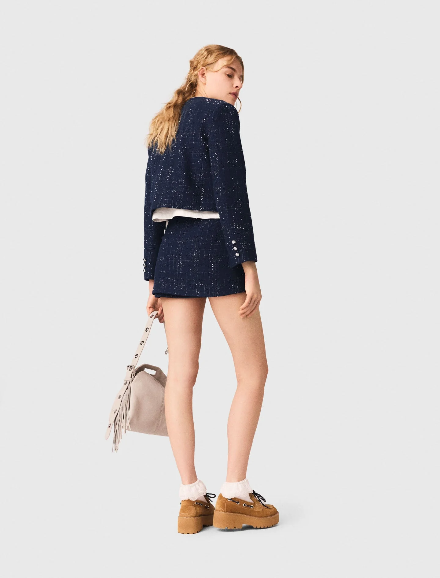 Short Jacket With Patch Pockets Navy - Image 3