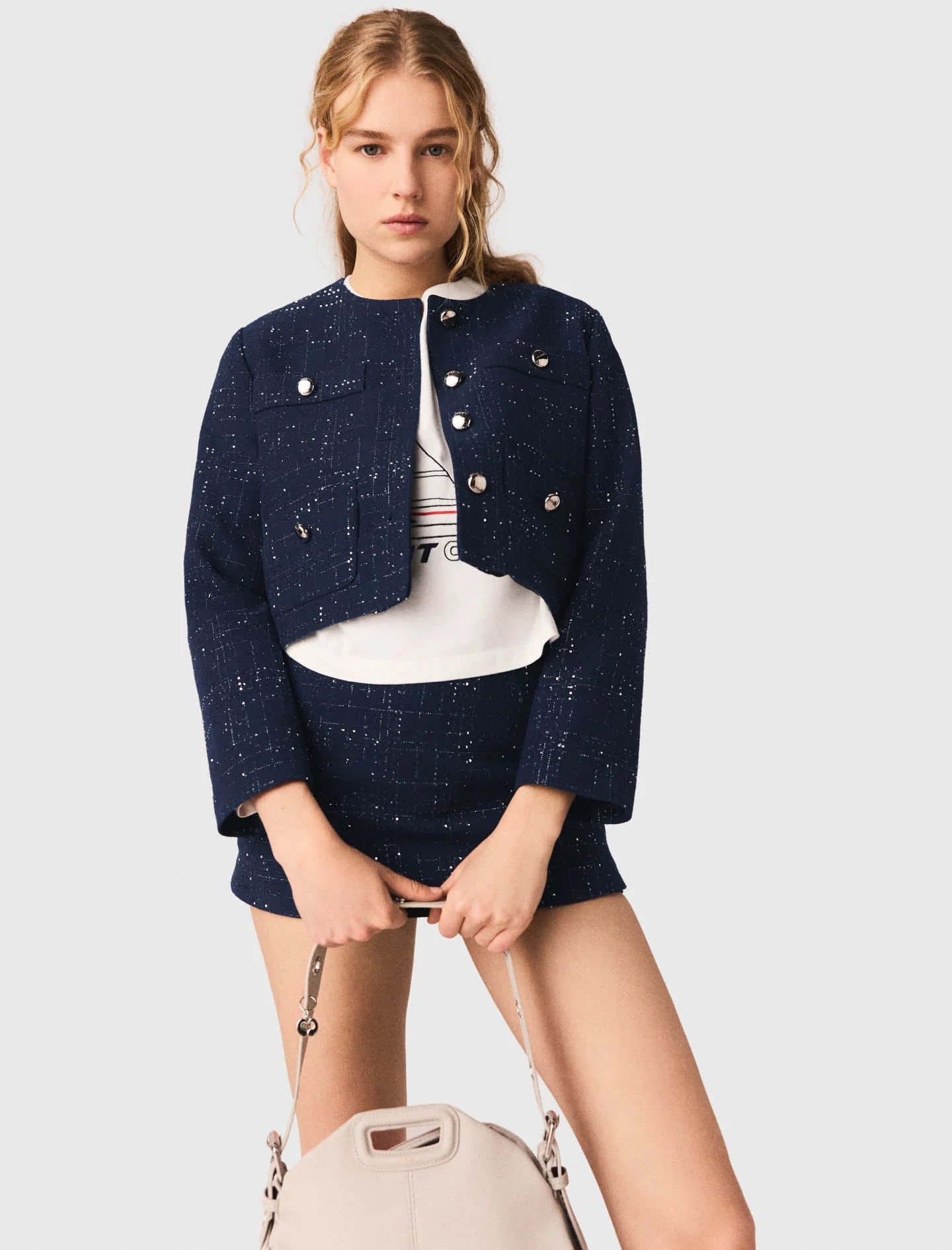 Short Jacket With Patch Pockets Navy - Image 4