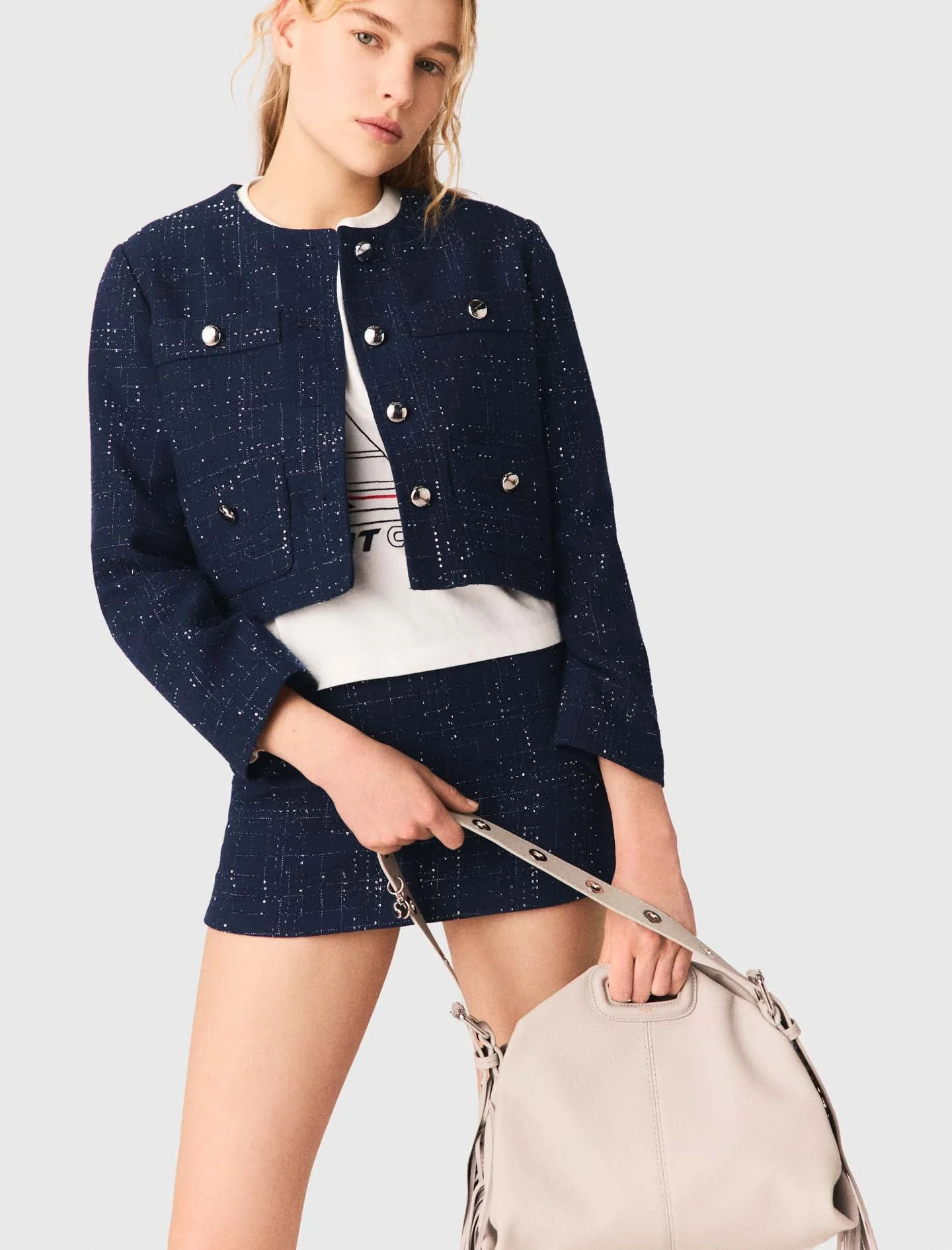 Short Jacket With Patch Pockets Navy - Image 5