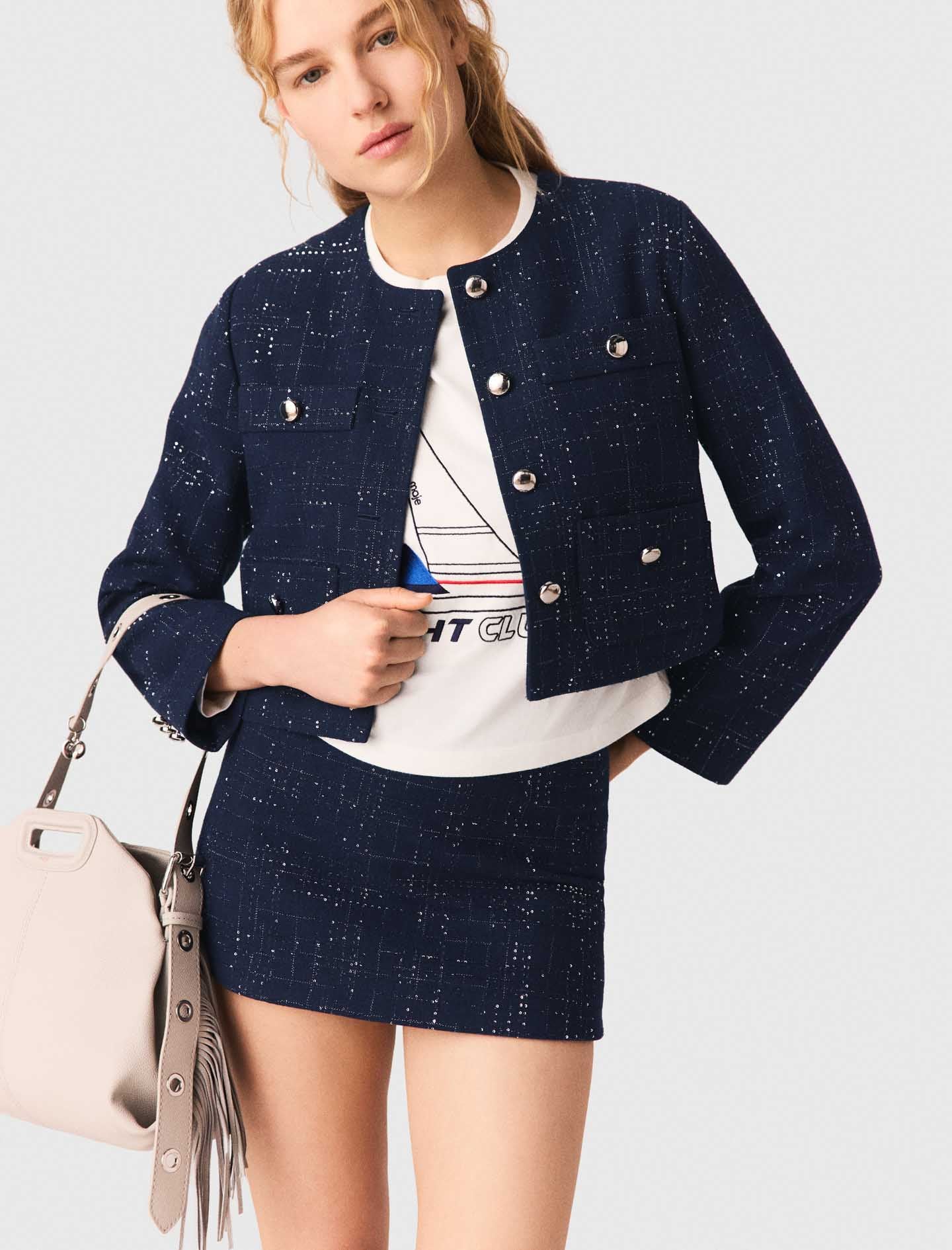 Short Jacket With Patch Pockets Navy - Image 6