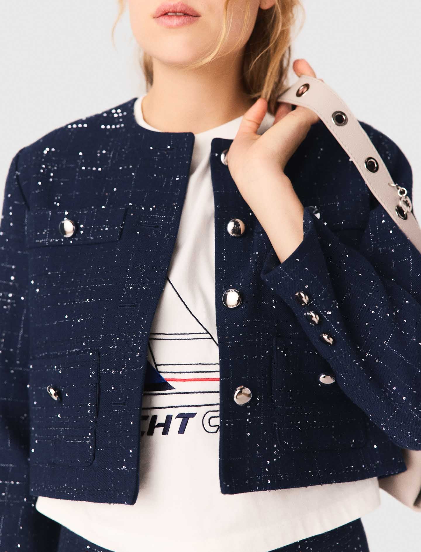 Short Jacket With Patch Pockets Navy - Image 7