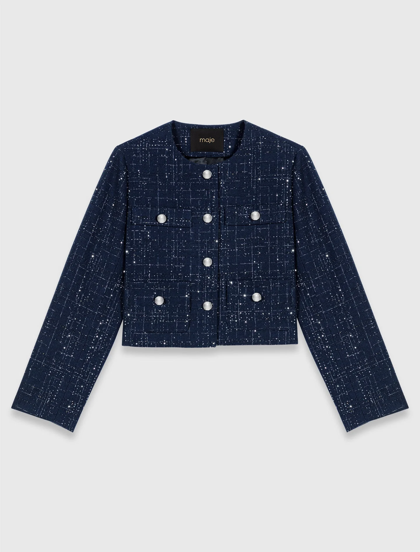 Short Jacket With Patch Pockets Navy - Image 8