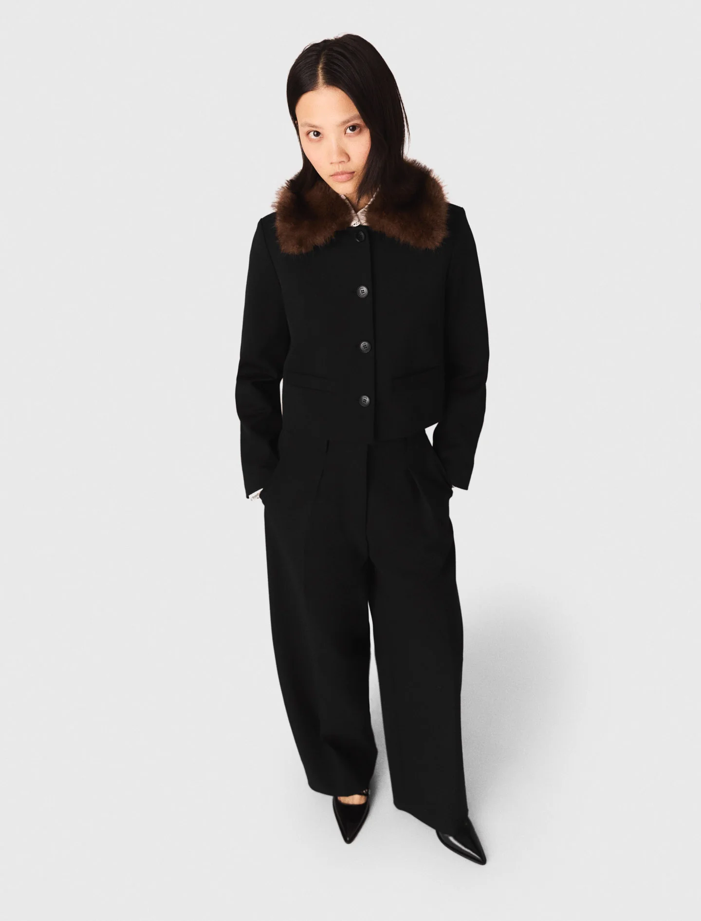 Short Jacket With Removable Collar Black - Image 4