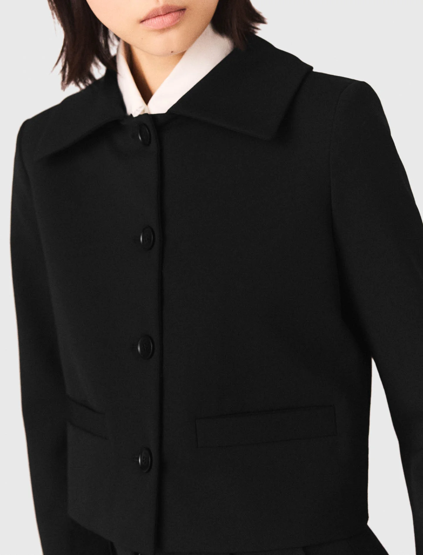 Short Jacket With Removable Collar Black - Image 7