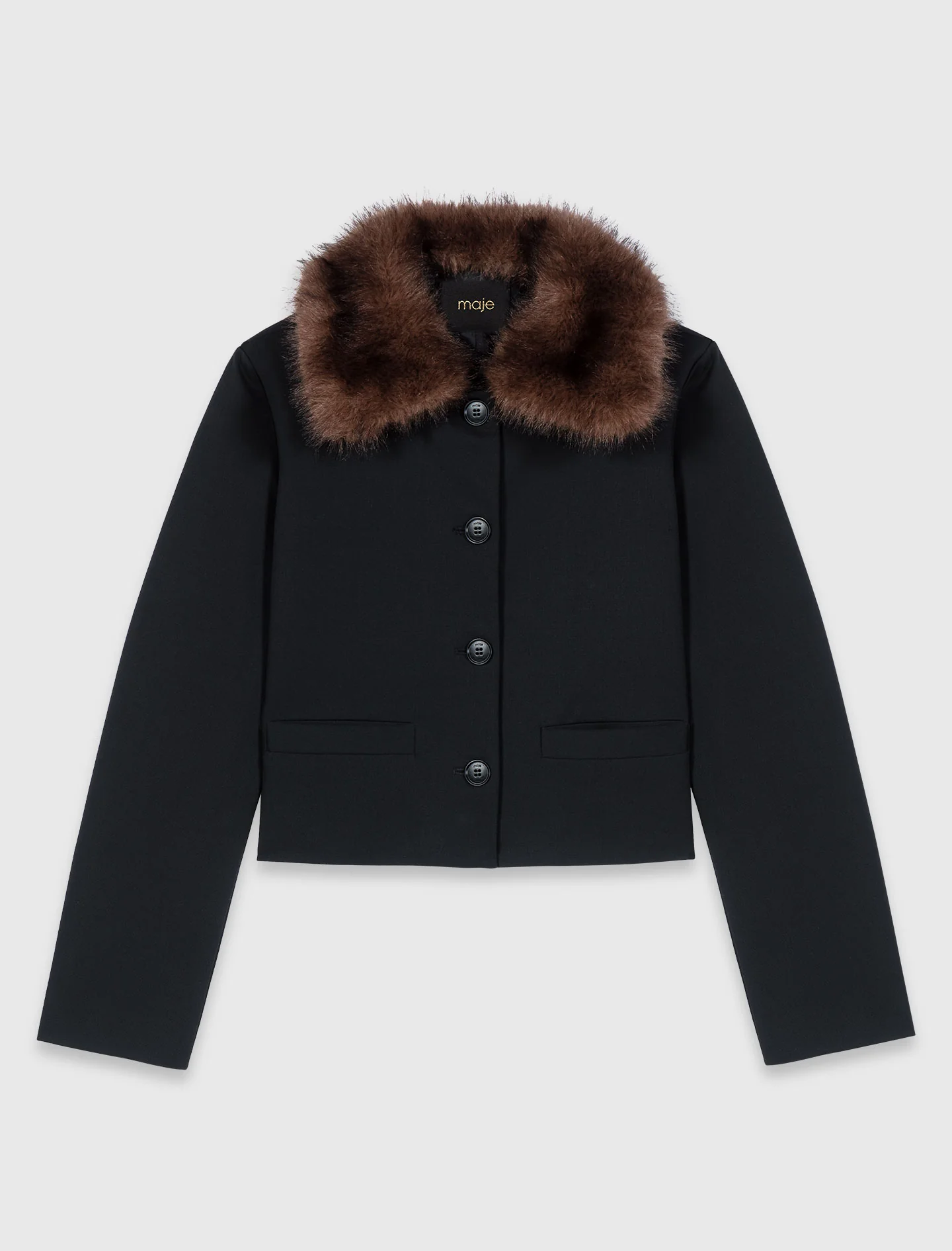 Short Jacket With Removable Collar Black - Image 9