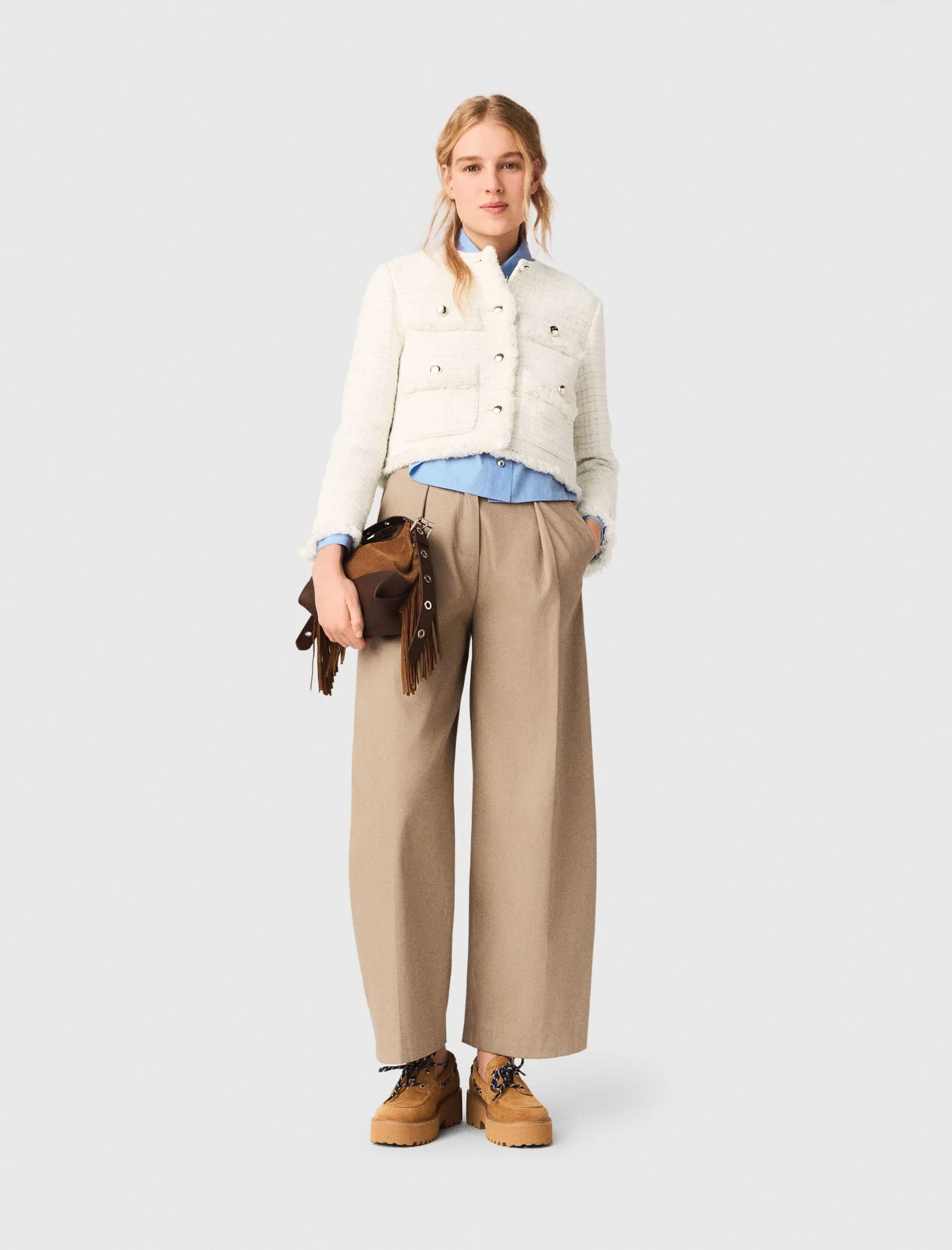 Short Tweed Jacket Ecru