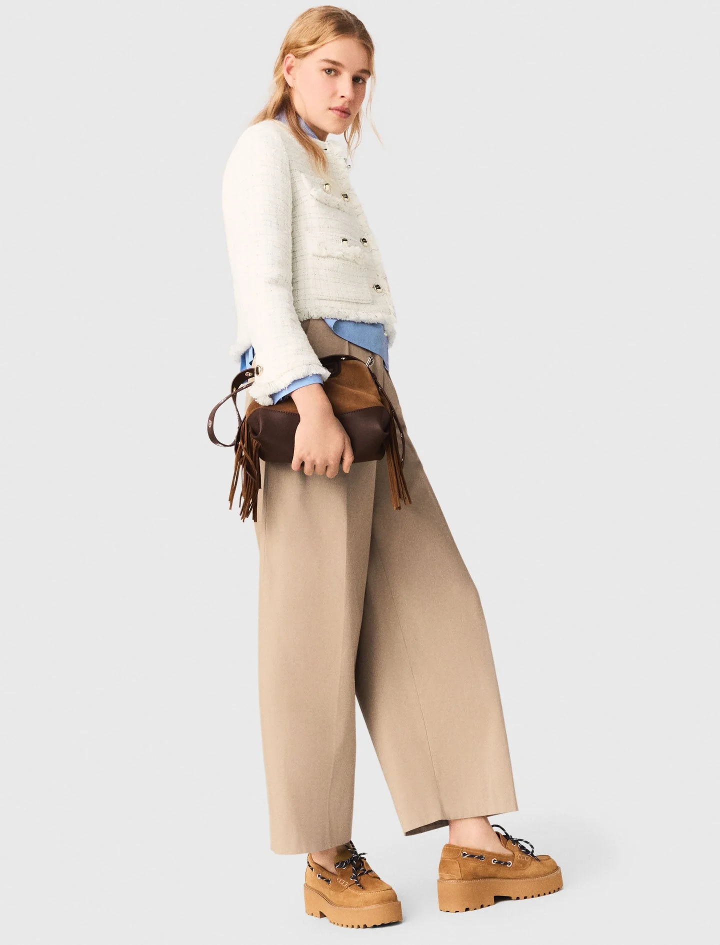 Short Tweed Jacket Ecru - Image 2