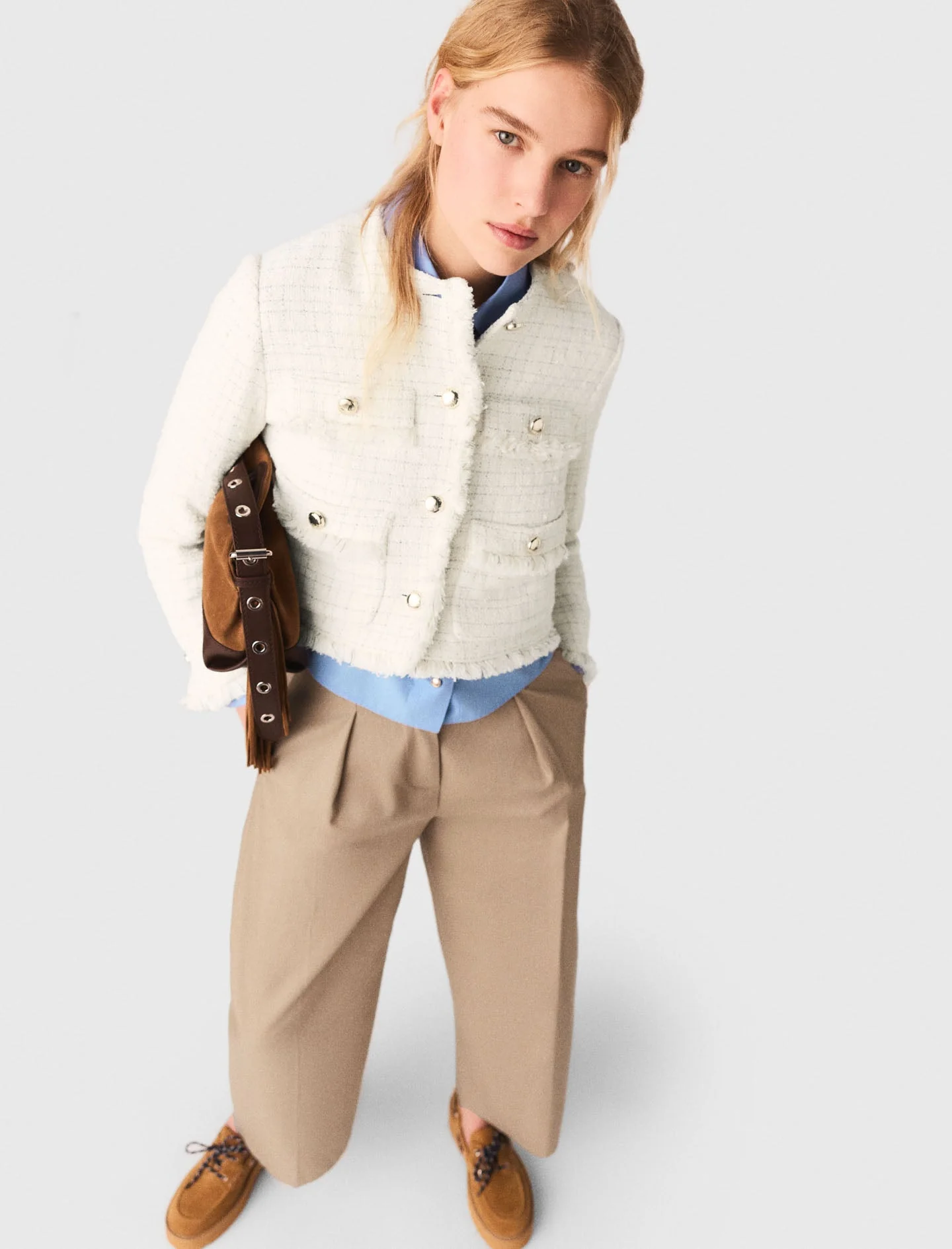 Short Tweed Jacket Ecru - Image 4