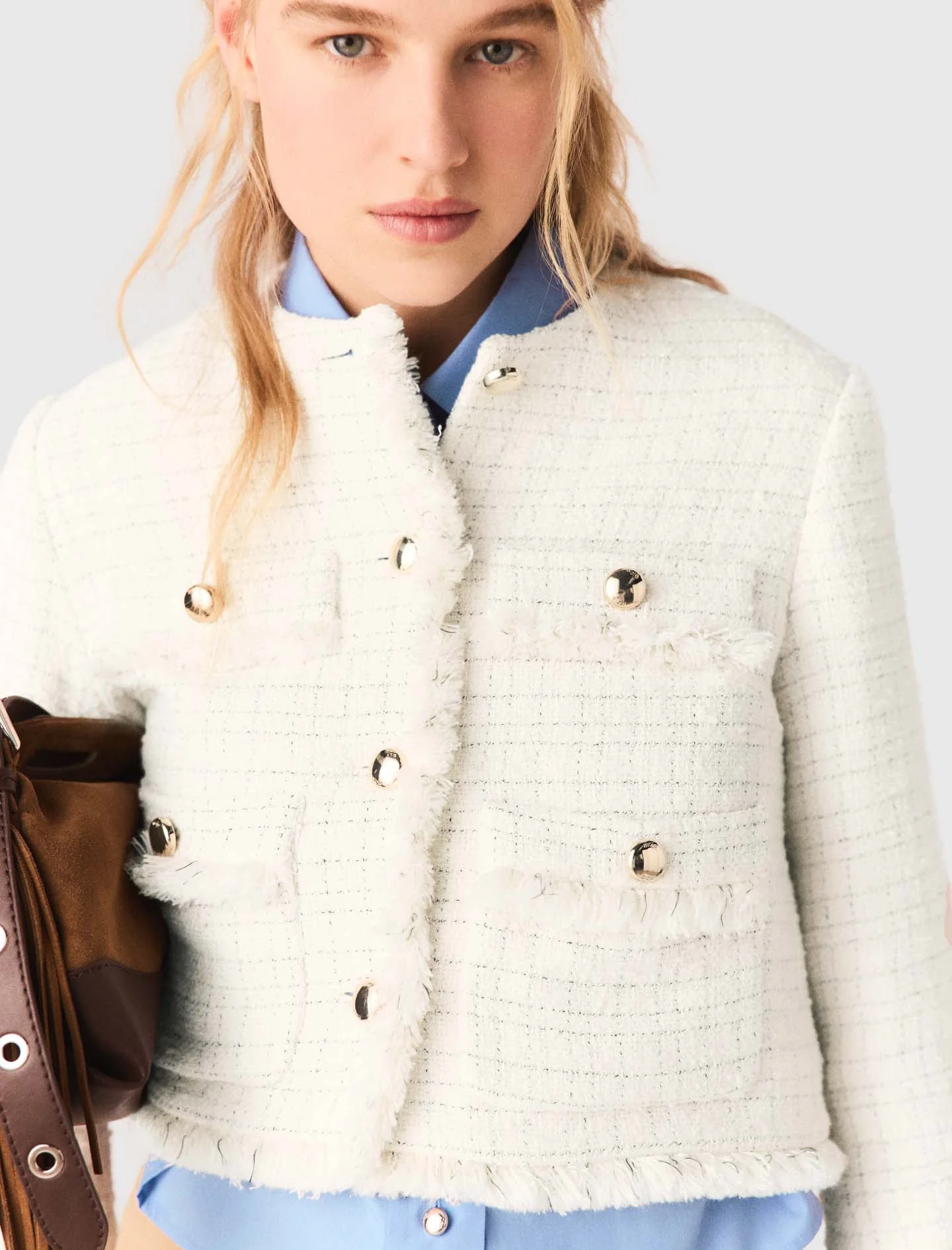 Short Tweed Jacket Ecru - Image 6