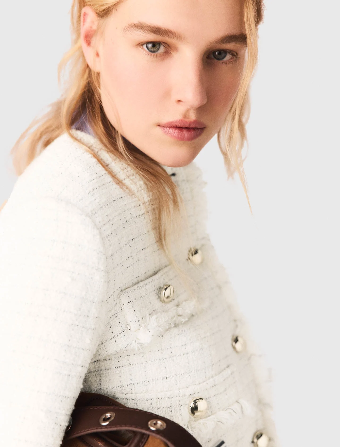 Short Tweed Jacket Ecru - Image 7