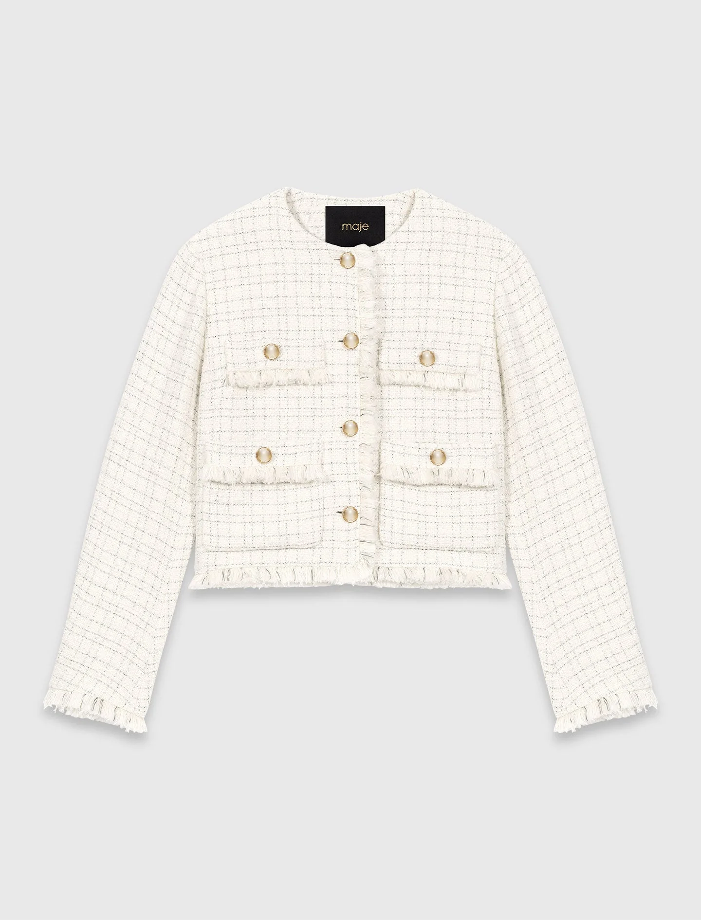 Short Tweed Jacket Ecru - Image 8
