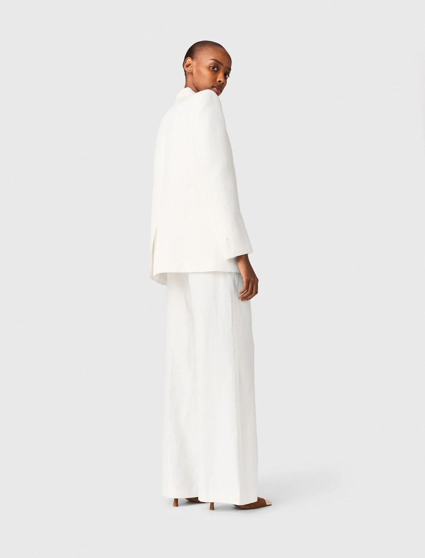 Double-Breasted Suit Jacket White - Image 3