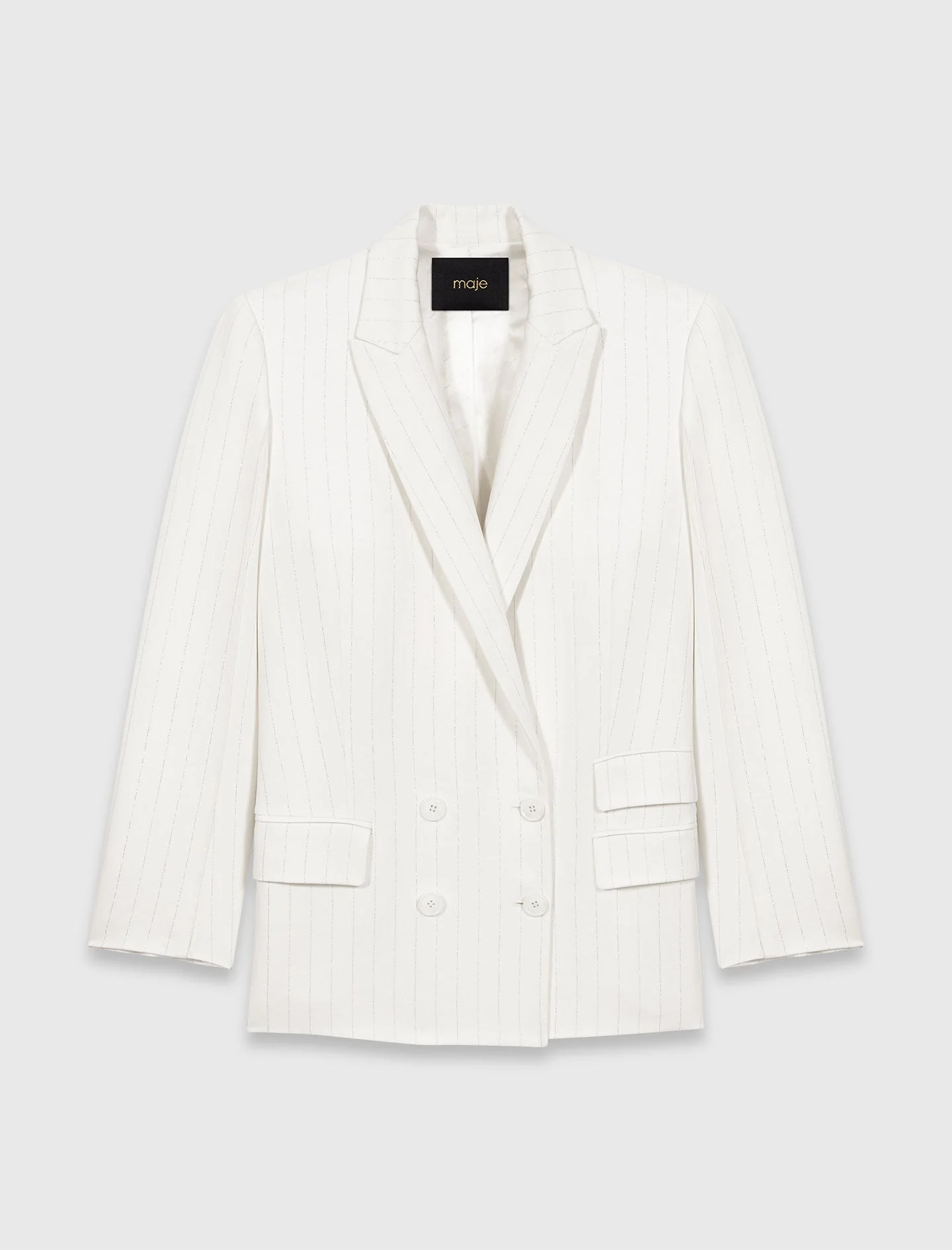 Double-Breasted Suit Jacket White - Image 8