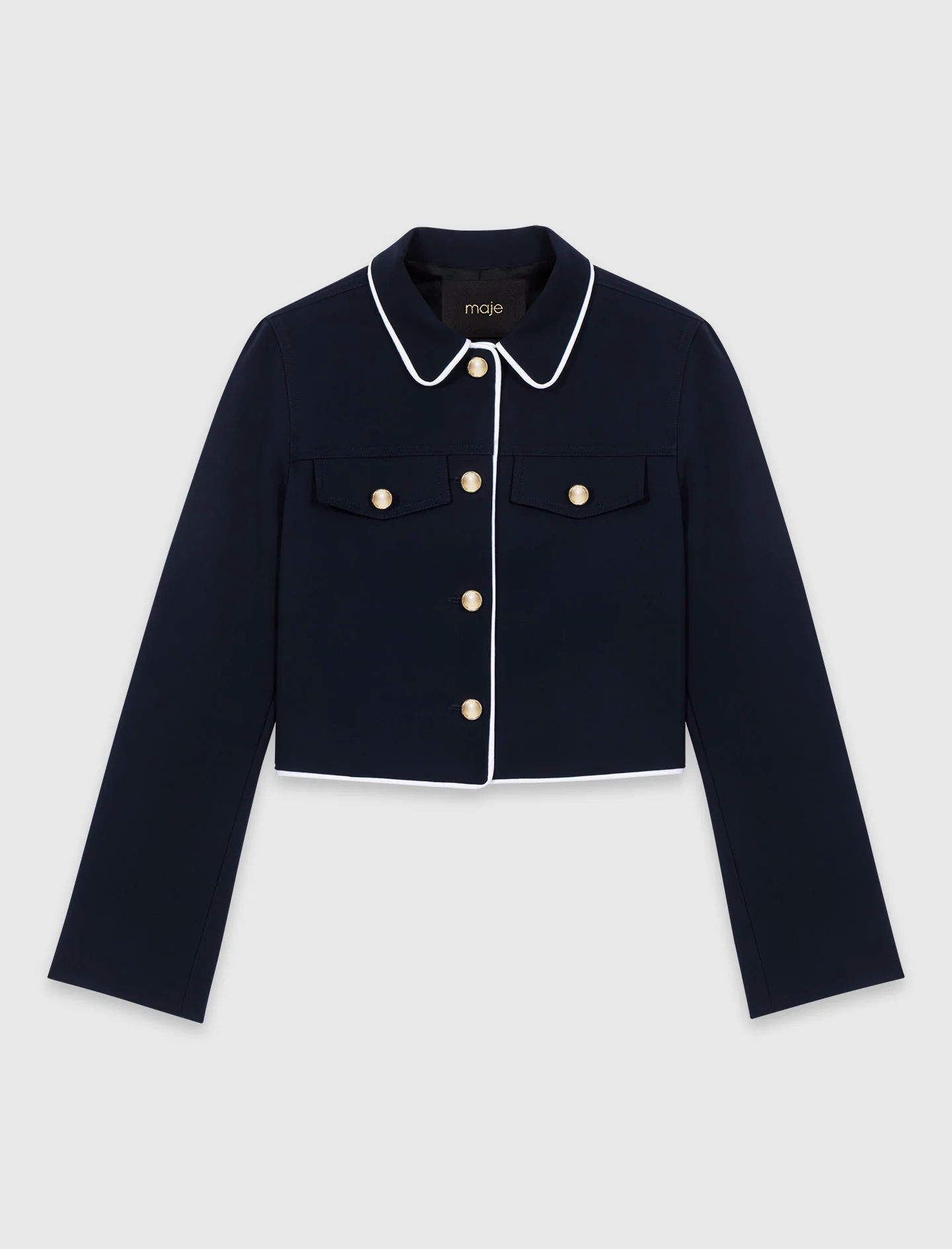 Contrast-Trim Short Jacket Navy - Image 8