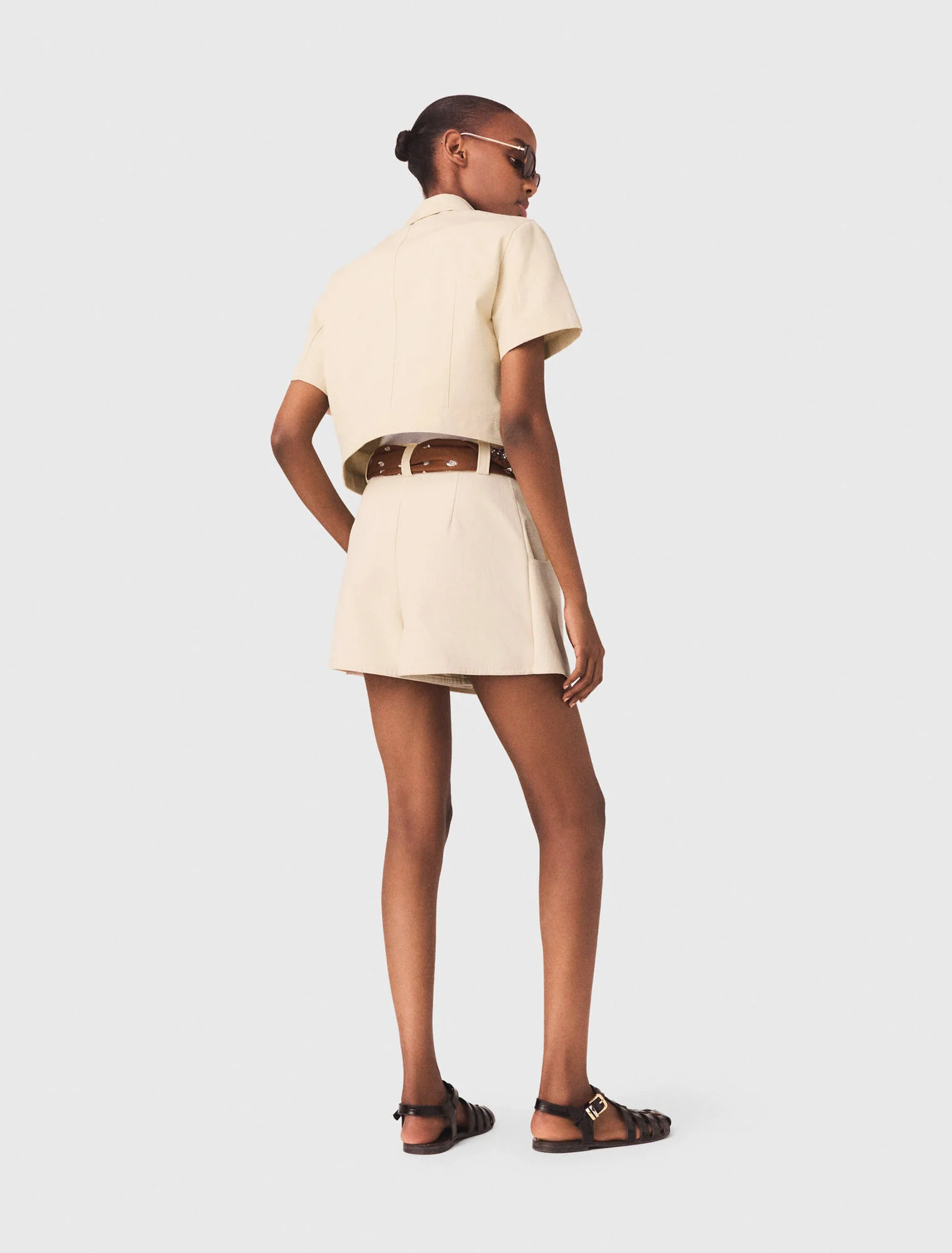 Short-Sleeved Cropped Jacket Ecru - Image 3