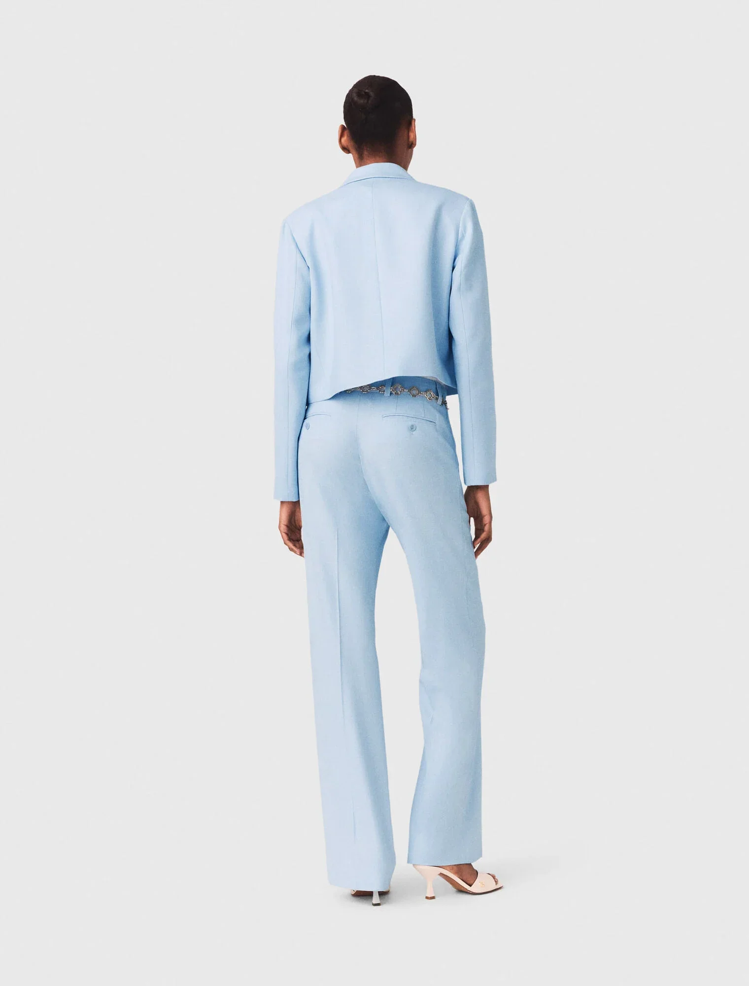 Short Single-Breasted Jacket Blue Sky - Image 3