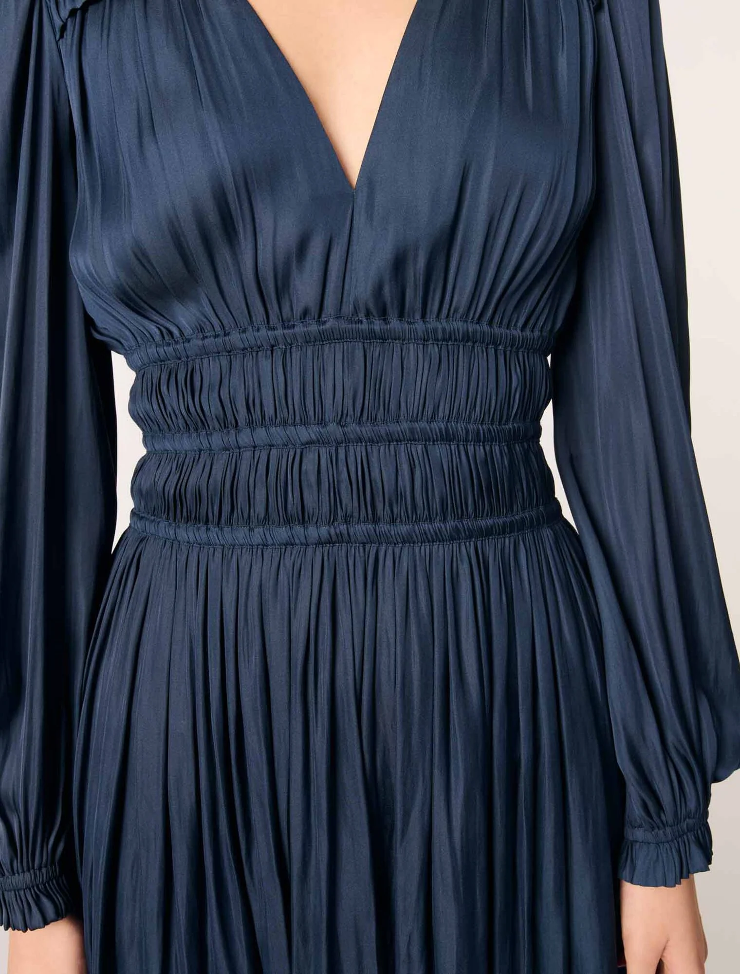Satin dress with ruffles Navy - Image 5