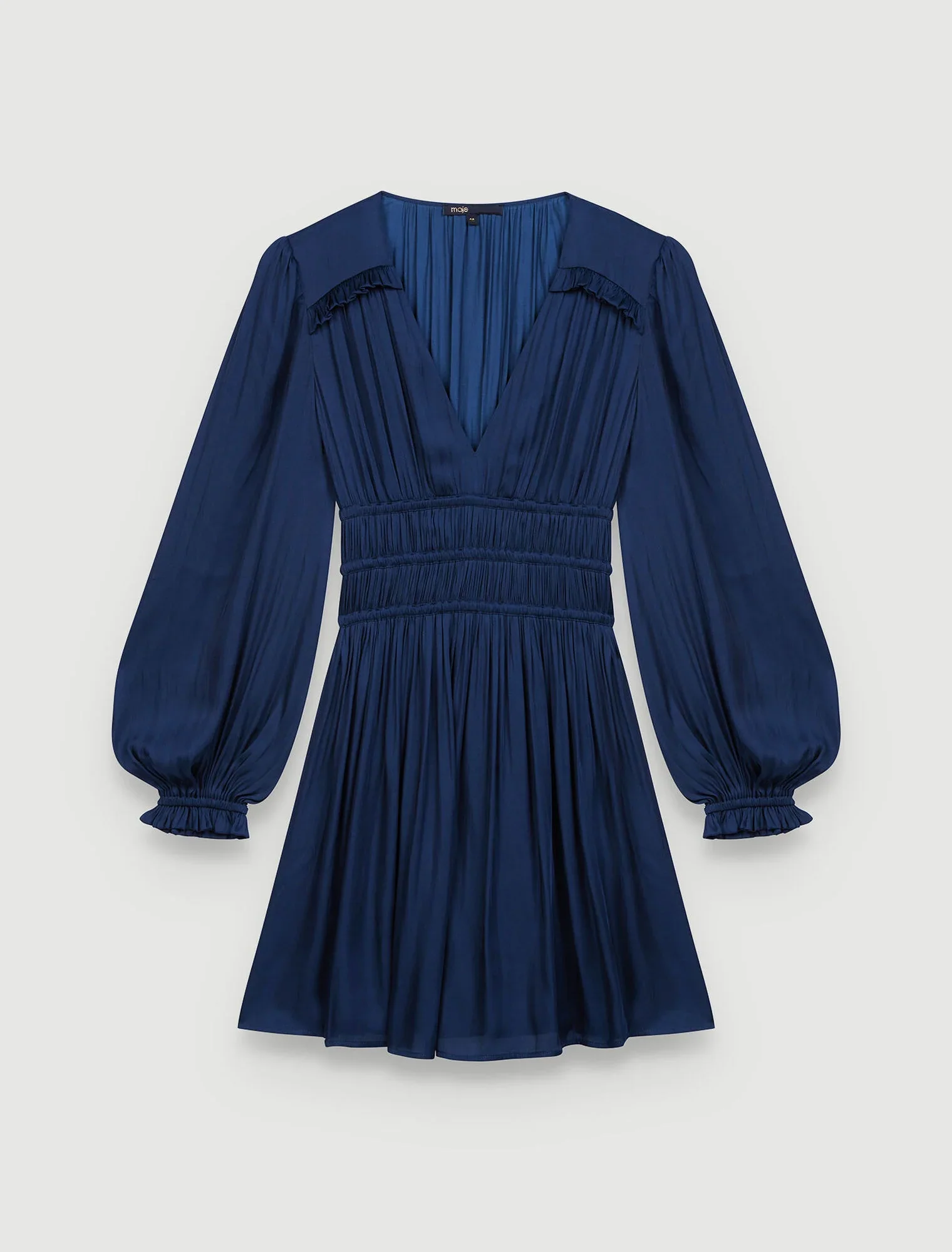 Satin dress with ruffles Navy - Image 7